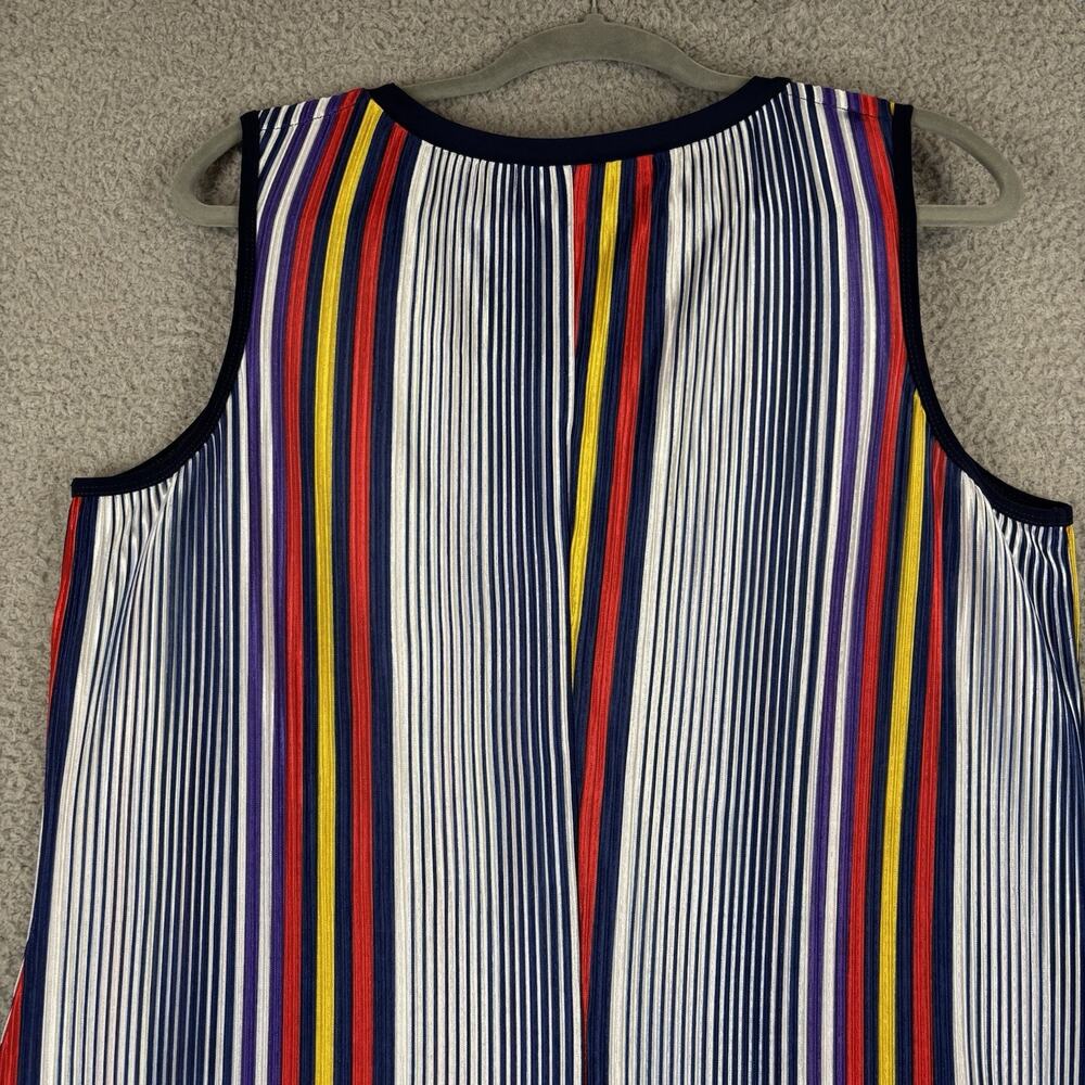 Attitudes by Renee Pleated Midi Dress Large Beachy Nautical Flowy Stretch Resort - Picture 9 of 10